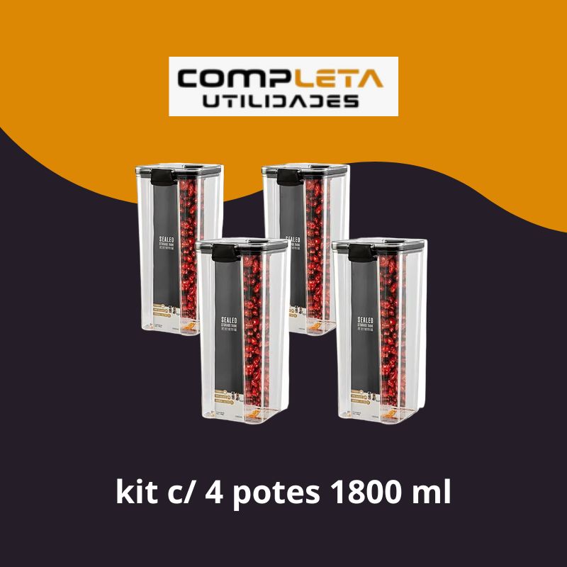 Kit Potes Herméticos Transparentes com Trava