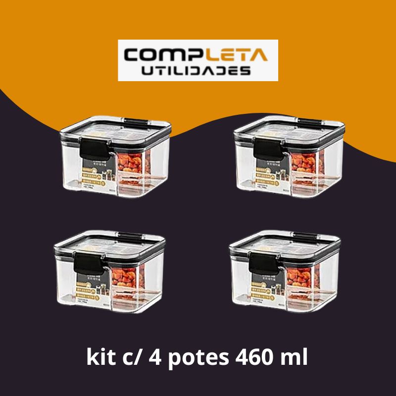 Kit Potes Herméticos Transparentes com Trava