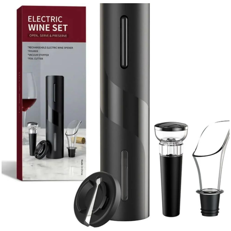 Kit 4 em 1 abridor de vinho elétrico